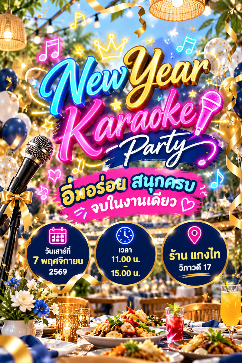 โปสเตอร์ New Year Karaoke Party ของทีม